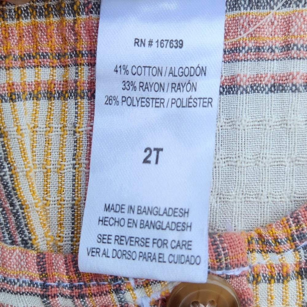 Nicole Miller Girls Woven Plaid Dress Short Sleeve Half Button Down Size 2T - Picture 7 of 12